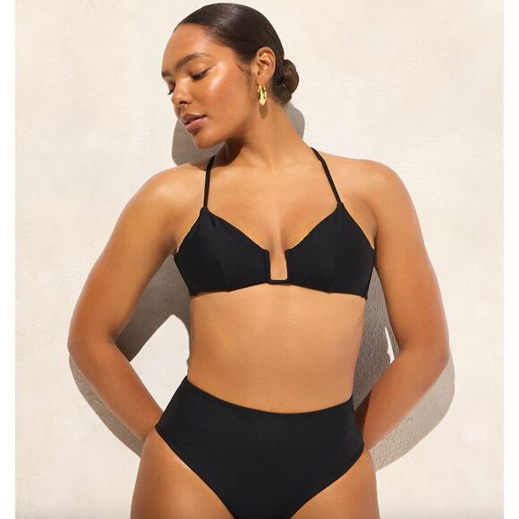 J.Crew Bikini Swimsuit Classic Sculpt Mira Hallie High Waist Set Black Small NWT - Picture 4 of 16